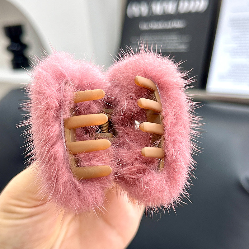 猫耳朵水貂毛绒发夹后脑勺半扎发卡头饰发抓夹子鲨鱼夹秋冬发饰女,淘宝优惠券,粉丝福利购,淘宝优惠卷