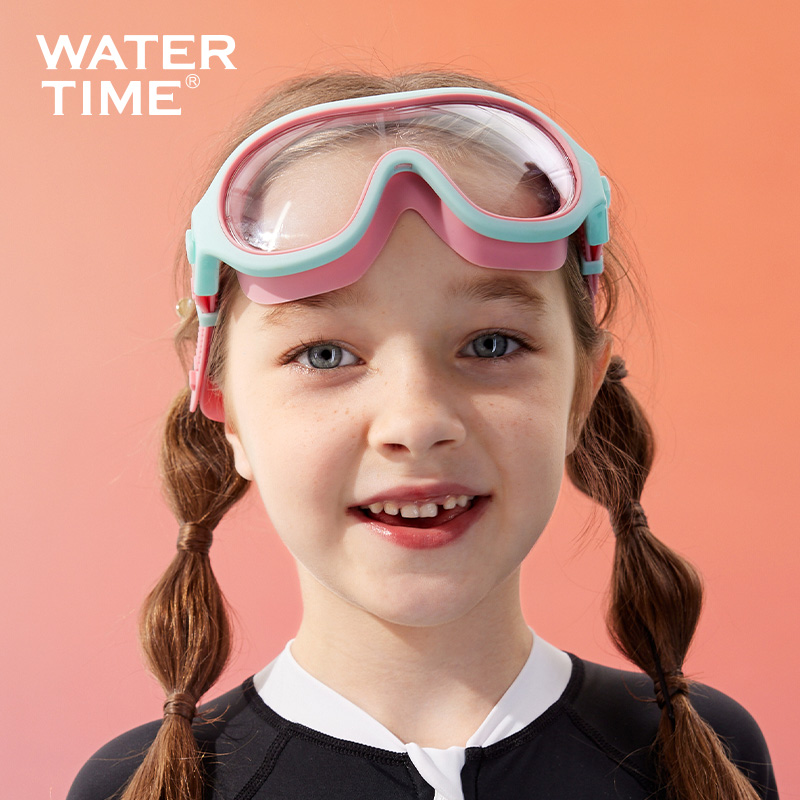 WaterTime儿童泳镜防水防雾高清男女孩大框护目游泳眼镜帽套装备-图2