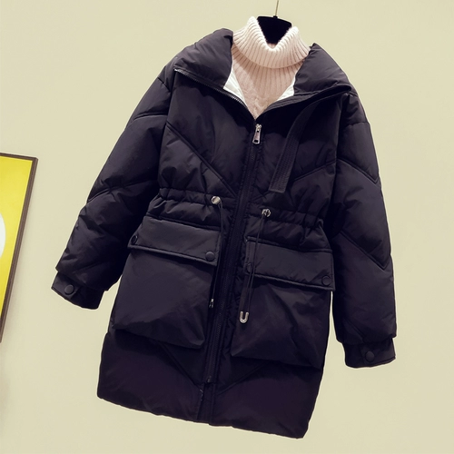 Длинный пуховик с пухом, приталенный корсет, куртка, средней длины, подходит для подростков, коллекция 2021, в корейском стиле, увеличенная толщина