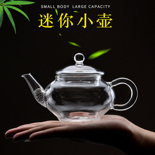 迷你耐热玻璃小号茶壶过滤花茶壶家用功夫透明耐高温玻璃泡茶小壶-图2