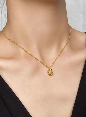 高级法式金色碗豆项链