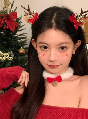 圣诞甜美蝴蝶结铃铛choker项链女