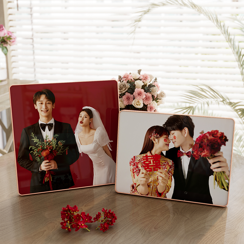 相框摆台婚纱照定制高级感情侣照片打印加相册挂墙结婚照创意摆件-图2