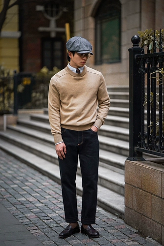 Ретро лонгслив, демисезонный трикотажный свитер, круглый воротник, облегающий крой