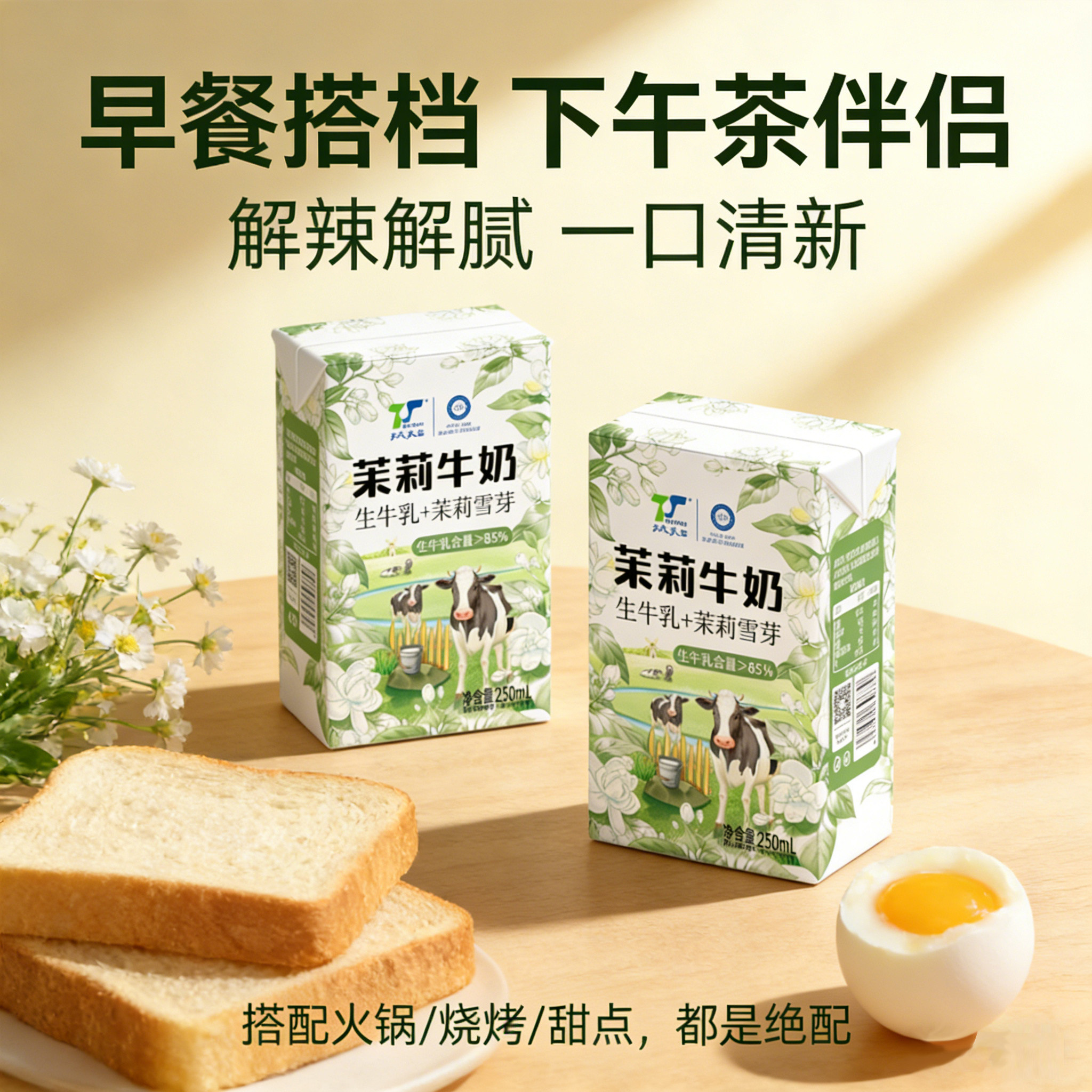 【新日期】天太茉莉雪芽牛奶250ml*24盒学生早餐奶网红甜牛奶整箱