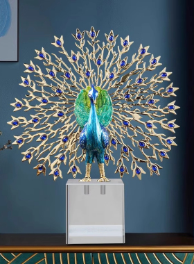 轻奢珐琅彩！高档家居孔雀摆件