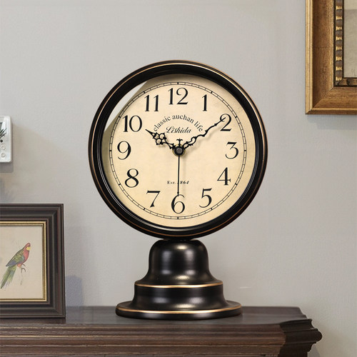 美式复古座钟时钟摆台式家用客厅台钟桌面创意摆件欧式大气钟表 - 图2