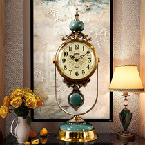 Eurostyle retro mechanical seat clock high-end atmospheric desktop old fashioned clock living room home desktop creative pure copper clock