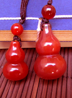 天然红玛瑙葫芦吊坠 玉葫芦玛瑙福禄葫芦挂件项链毛衣链