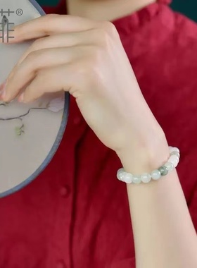 天然天山翠圆珠手串手链珠子男女款佘太翠玉石手链