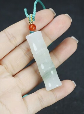 天然天山翠竹节吊坠飘花节节高升款式玉石吊坠男女款玉石项链
