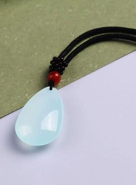 天然冰种玛瑙水滴吊坠冰透玉髓水滴吊坠玉石一滴水款式挂件