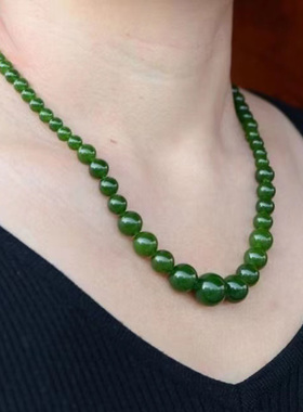 天然绿玉项链塔珠玉链 时尚百搭绿玛瑙项链 送朋友礼物