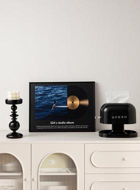 中古桌面玄关艺术摆画黑胶唱片轻奢高级感家居摆件电视柜软装饰品
