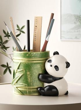成都熊猫文创纪念品笔筒中国风伴手礼办公室摆件创意可爱毕业礼物