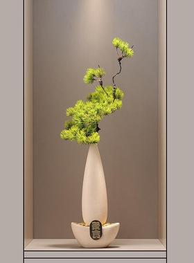 入户门玄关招财猫石来运转细长竖高花瓶摆件高级感客厅陶瓷装饰品