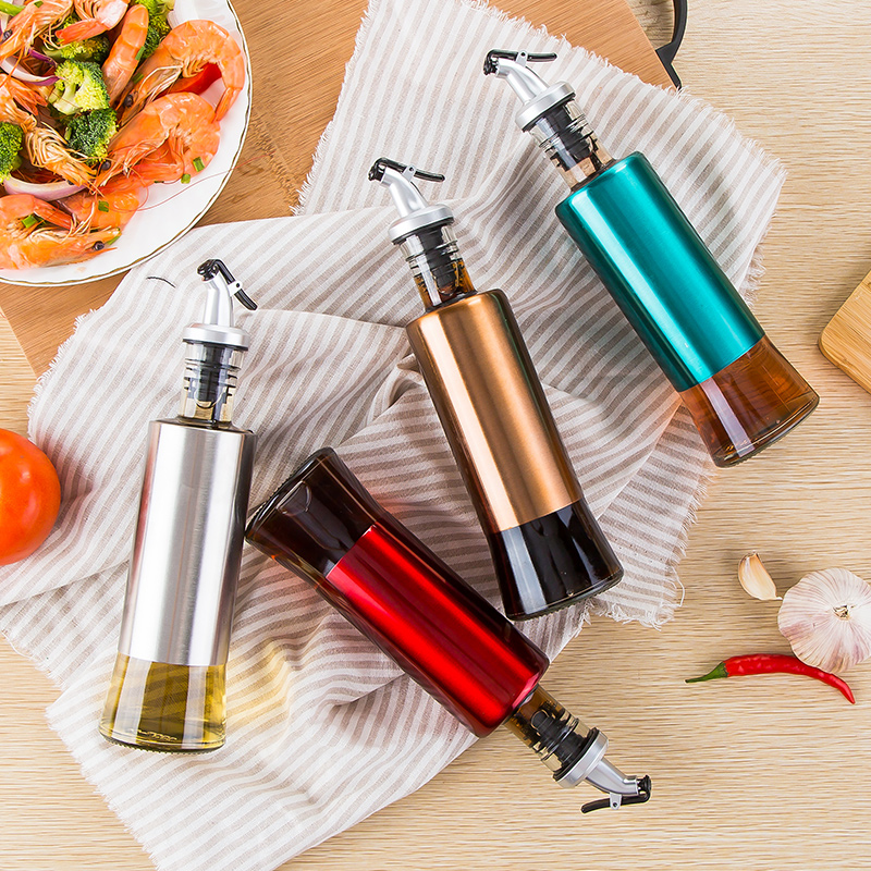 coowell玻璃油壶家用香油瓶厨房不锈钢商用酱油醋调料瓶套装 - 图2