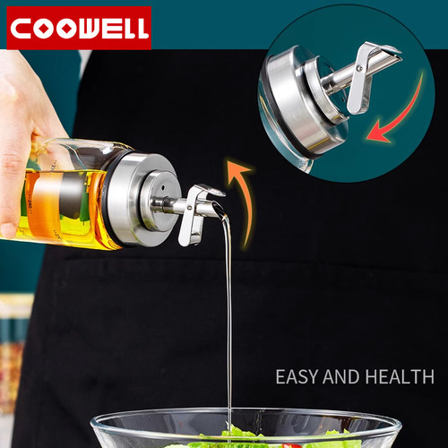 COOWELL酱油醋调料瓶套装厨房自动开合玻璃油壶家用调味料装油瓶 - 图0