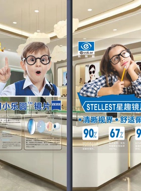 眼镜店玻璃门广告贴纸推拉门蔡司镜片配镜验光橱窗装饰画海报墙贴