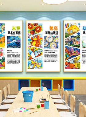 画室墙面挂画少年儿童美术课培训班装饰画艺术中心教室墙壁画海报