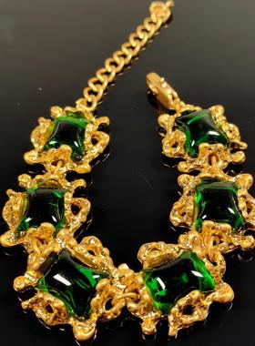 青岛中古vintage绿色镶钻项链