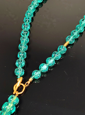 手工琉璃套装项链毛衣链青岛vintage饰品南瓜水果锦囊中古耳饰