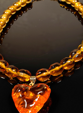 桃心夸张琉璃 套装个性新款琉璃饰品青岛项链耳饰银针手工时尚