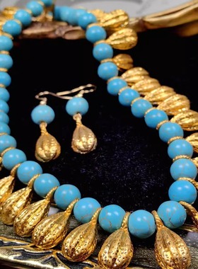 复刻中古重工条纹黑玛瑙项链