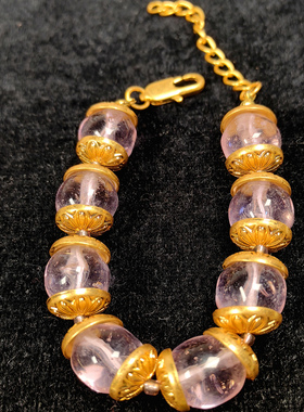 青岛中古vintage手工紫色异形琉璃奢华套装宫廷毛衣链香家款项链