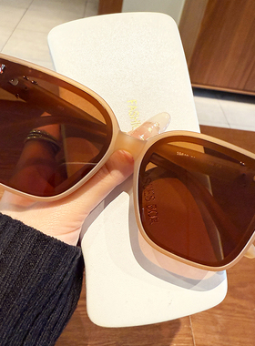 复古方框茶色墨镜女黑色大框显瘦防紫外线偏光太阳男眼镜高级感