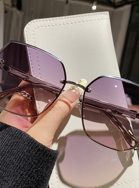 2025新款大框切边太阳镜女明星同款韩版百搭墨镜显瘦防紫外线眼镜