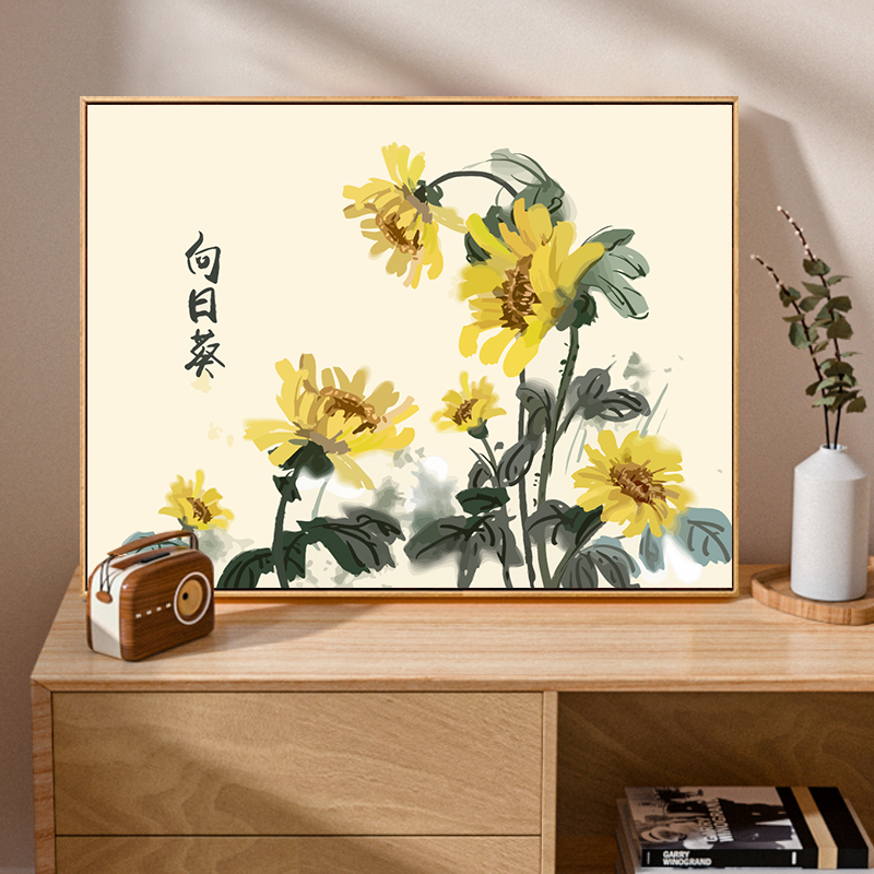 茉莉花中国风数字油画diy填充手工填色画丙烯油彩画新中式装饰画