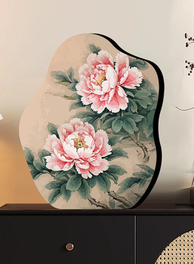 中古牡丹花卉数字油画桌面摆件