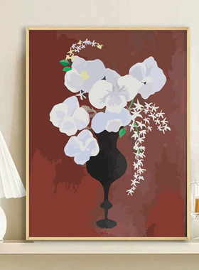 中古风花卉数字油画diy手绘填色