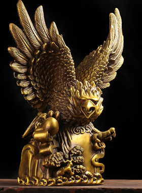 纯铜大鹏展翅风水领导升迁摆件