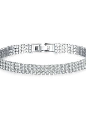 One row, two rows, three rows full of diamond bracelets.