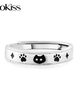 KOOKISS夜猫子S925银情侣对戒