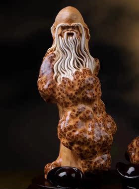 崖柏木雕弥勒寿星天然香味满花纹