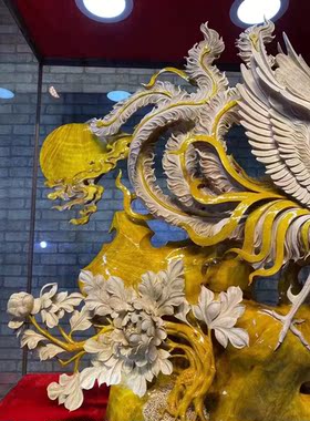 小叶金丝楠木富贵吉祥凤凰牡丹花凤舞九天实木根雕送礼艺术品摆件