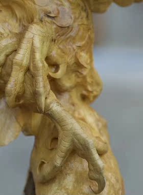 小叶黄杨木大展宏图老鹰大展鸿图实木根雕艺术品玄关客厅风水摆件