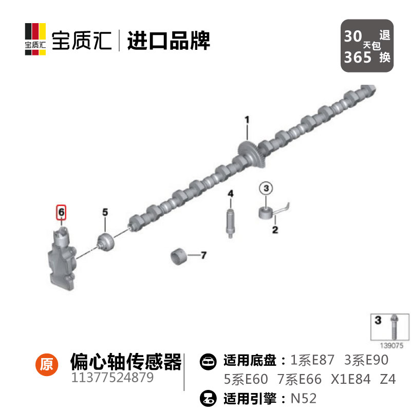 适用宝马1357系X1X3X5 325i525i523i530i528i730iN52偏心轴传感器 - 图3