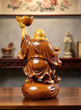 招财元宝弥勒佛摆件笑口常开中式禅意客厅玄关酒柜茶室装饰工艺品