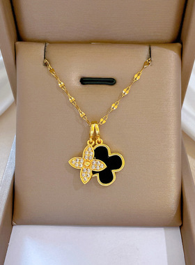 【钛钢】幸运项链女铜微镶真金电镀简洁Ins网红精致锁骨链脖链