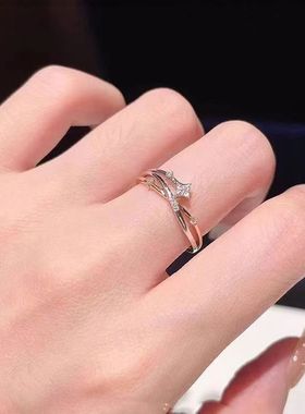 闪闪设计星星四芒星时尚食指戒指气质女轻奢开口小众通勤指环高级