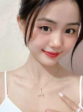 跨境18k时尚钛钢锁骨链不掉色小众气质吊坠百搭感珍珠项链女