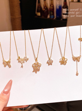 轻奢小众高级感钛钢项链精致微镶锆石锁骨链时尚百搭气质网红颈链