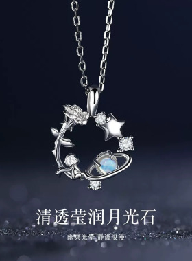 小王子玫瑰星球项链ins学生超仙百搭小众高级感闺蜜礼物锁骨链