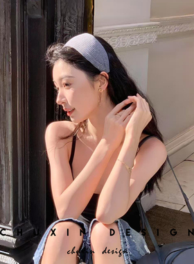 易梦玲同款法式复古针织超宽发箍高颅顶外出洗脸压发头箍发卡发饰
