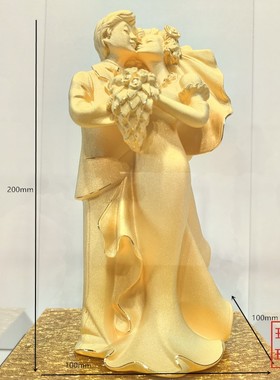绒沙金黄金摆件婚庆礼品喜结良缘百年好合永结同心金银工艺品饰品