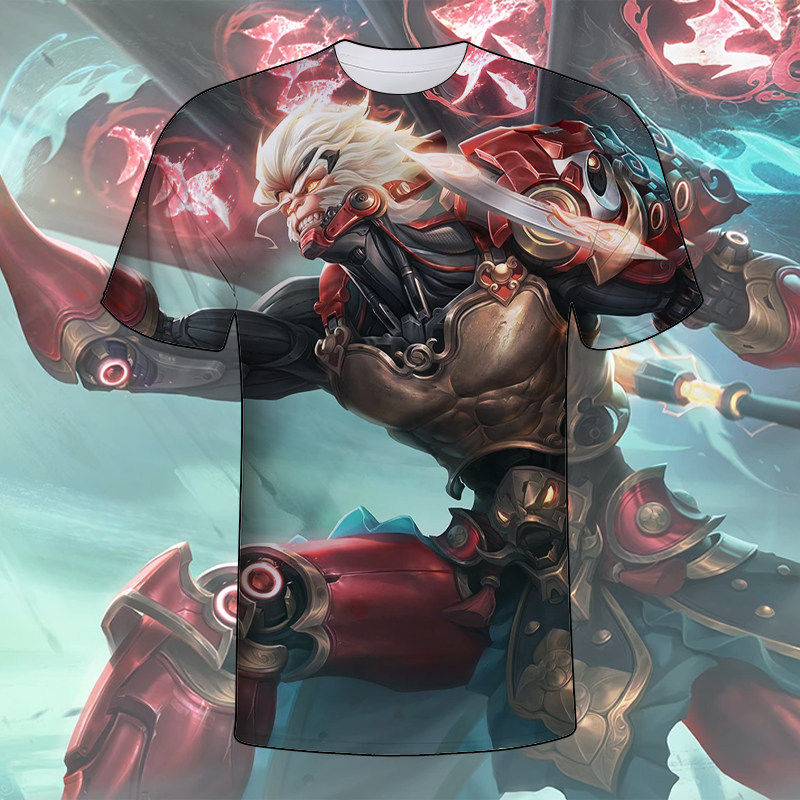 王者荣耀衣服2025新王者荣耀衣服3D印花短袖孙悟空地狱火T恤夏男中学生青少年